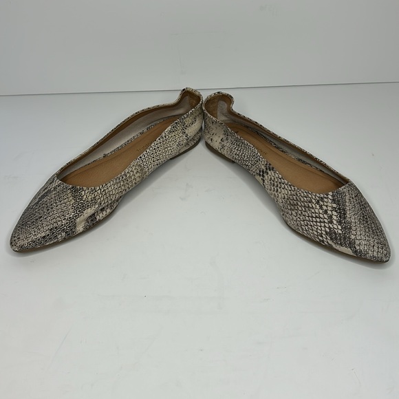 Anthropologie Snake Pattern Leather Pointed Toe Flats - Picture 5 of 14